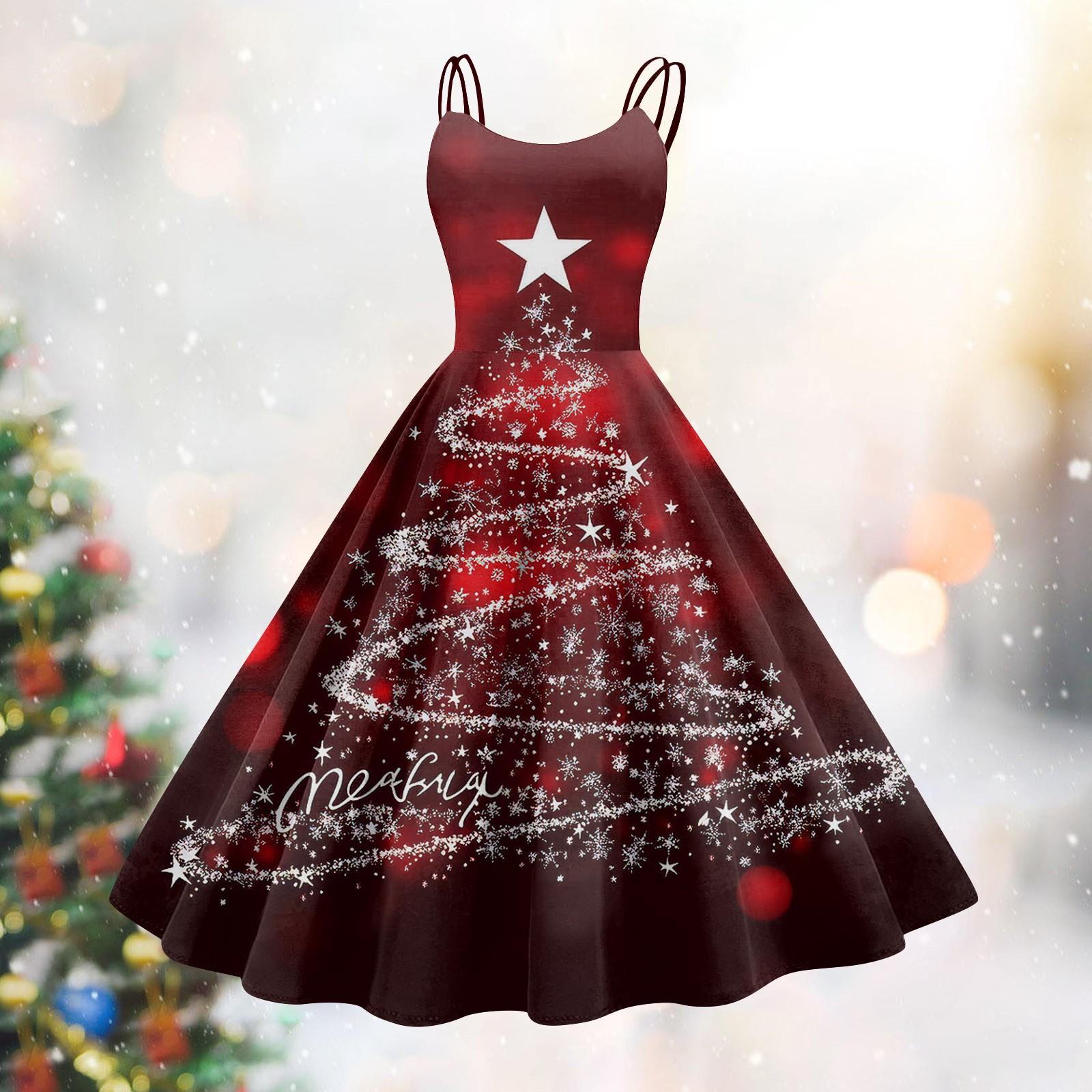 

Женское модное сексуальное коктейльное платье без бретелек с рождественским принтом в стиле панк, винтажное платье. XL винный