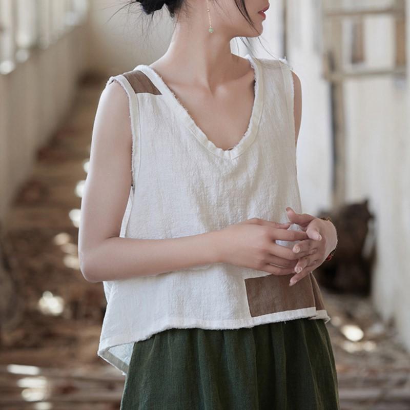 Johnature Women Vintage Tank Tops Summer Sleeveless Loose Casual Soft Women Tank Tops