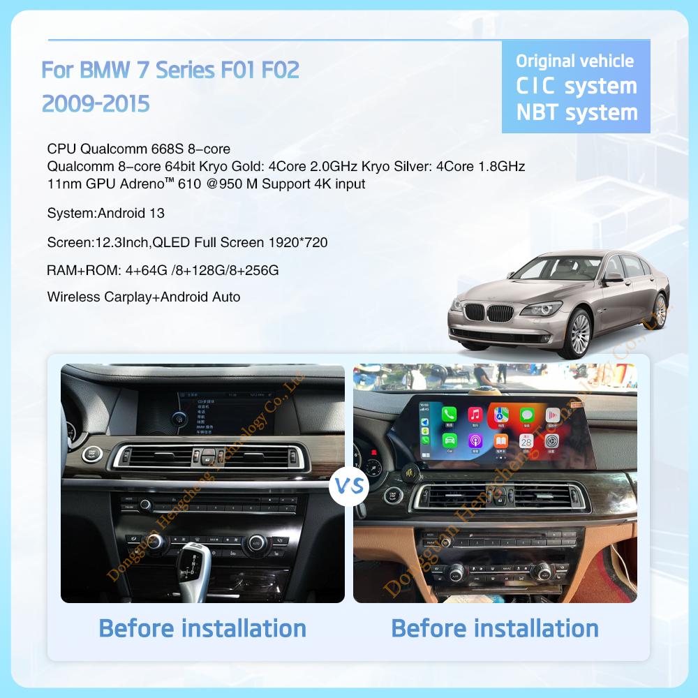 12.3" For BMW 7 Series F01 F02 2009-2015 Car Multimedia Player GPS Navigation Radio Original CIC NBT System CarPlay 4G 360Camera