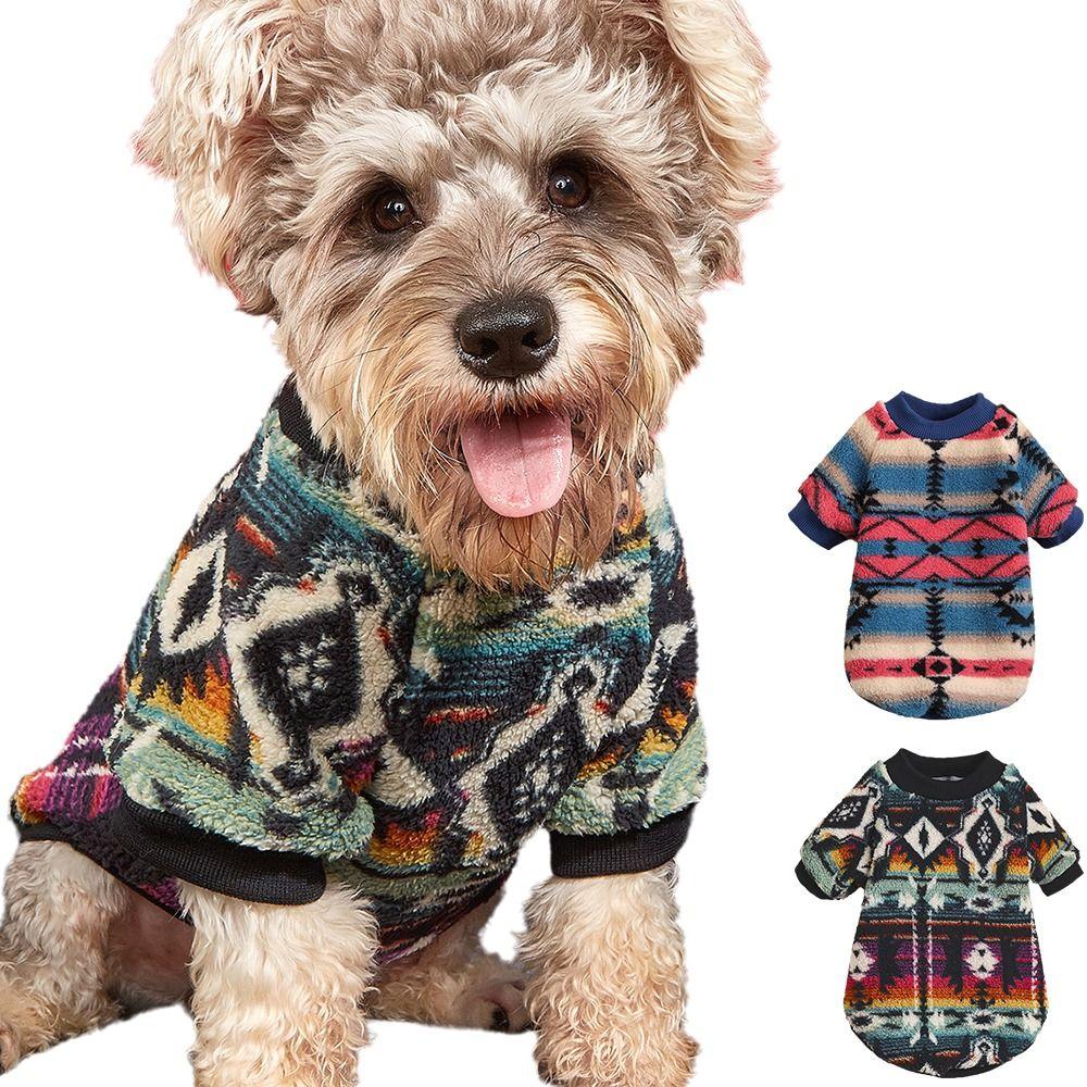 Verdickte Haustier-Hoodies Gestreiftes Muster Welpen-Pullover Winterwarme Haustier-Pullover