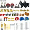 MOC Medieval Lion King Castle Knight Building Blocks Figure Accessories War Horse Cavalry Warrior Crusaders Toy Gift Bricks N029