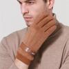 Suede Gloves Men's Autumn and Winter Windproof and Warm Fleece Thickened Touch Screen