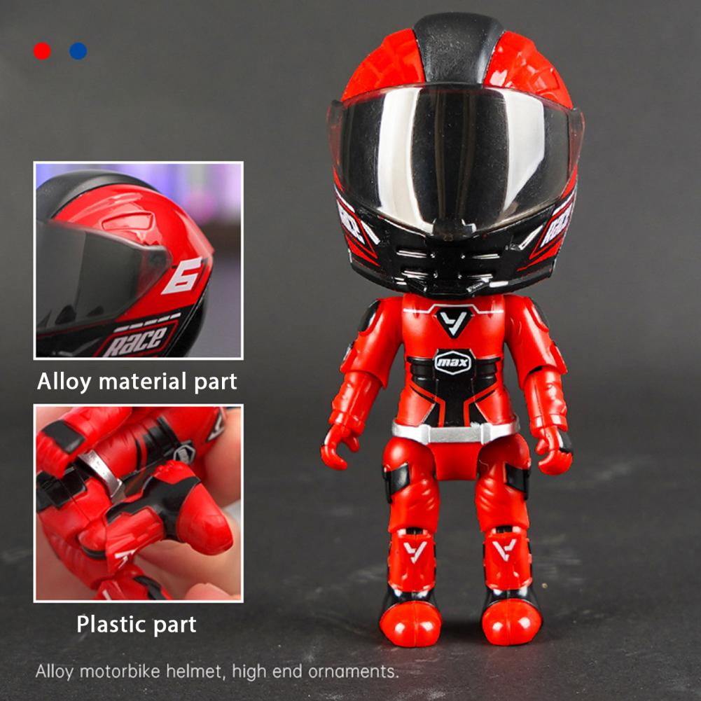 Desktop Rider Ornament Deformable Rider Figurine Deformable Helmet Racing Driver Action Figure with Movable Joints for Desktop