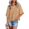Casual Loose Fit T Shirt With Spliced Cotton Polyester Blend For Women