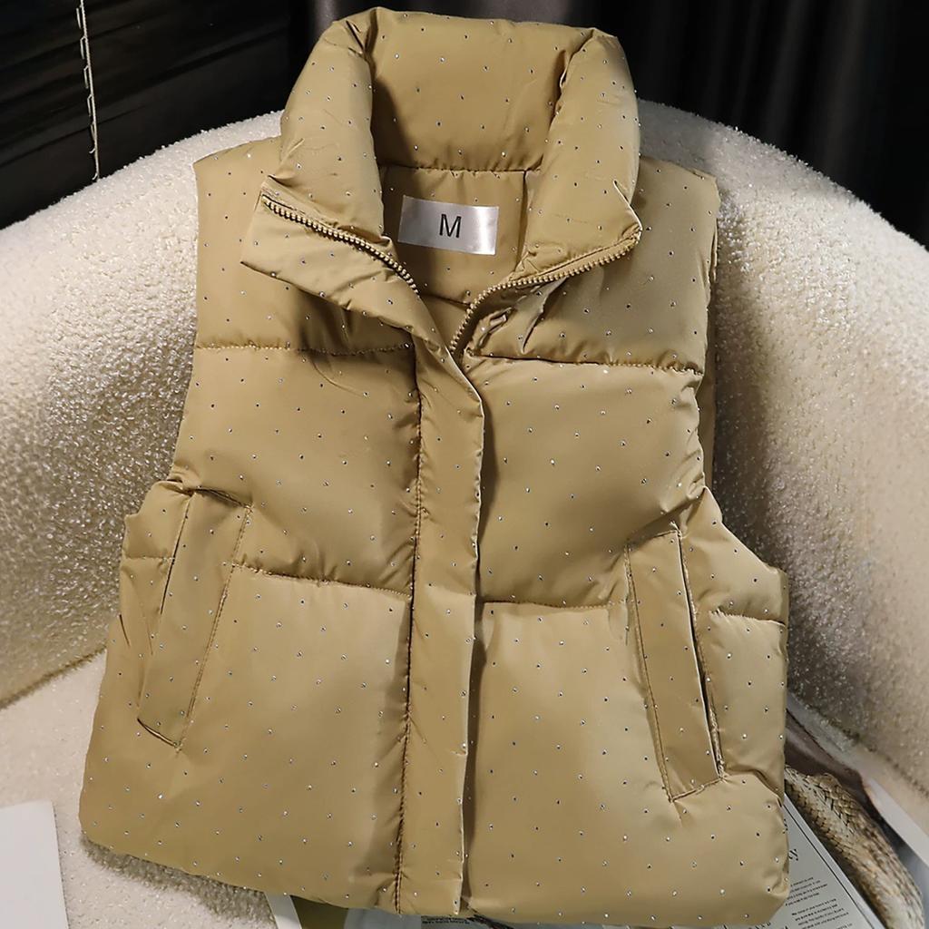 Cotton vest women's short autumn and winter new women's cotton vest sleeveless cotton vest jacket women