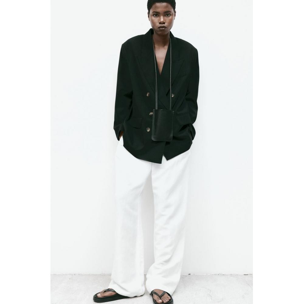 

Двубортный пиджак HM Oversized, черный