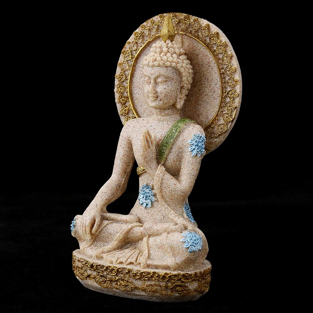 Hand Carved Sandstone Buddha Statue Home Decor with Exquisite Lifelike Details for Meditation Fengshui