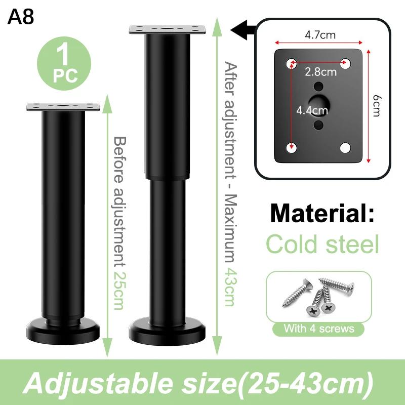 Heavy-Duty Adjustable Height Bed Frame Support Legs Furniture Support Columns Universal for Bed Sofa Cabinet Dresser Table