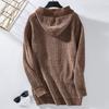 Women's Knitwear Autumn/winter Hooded Solid Color Loose Midi Button-down Cardigan Sweater