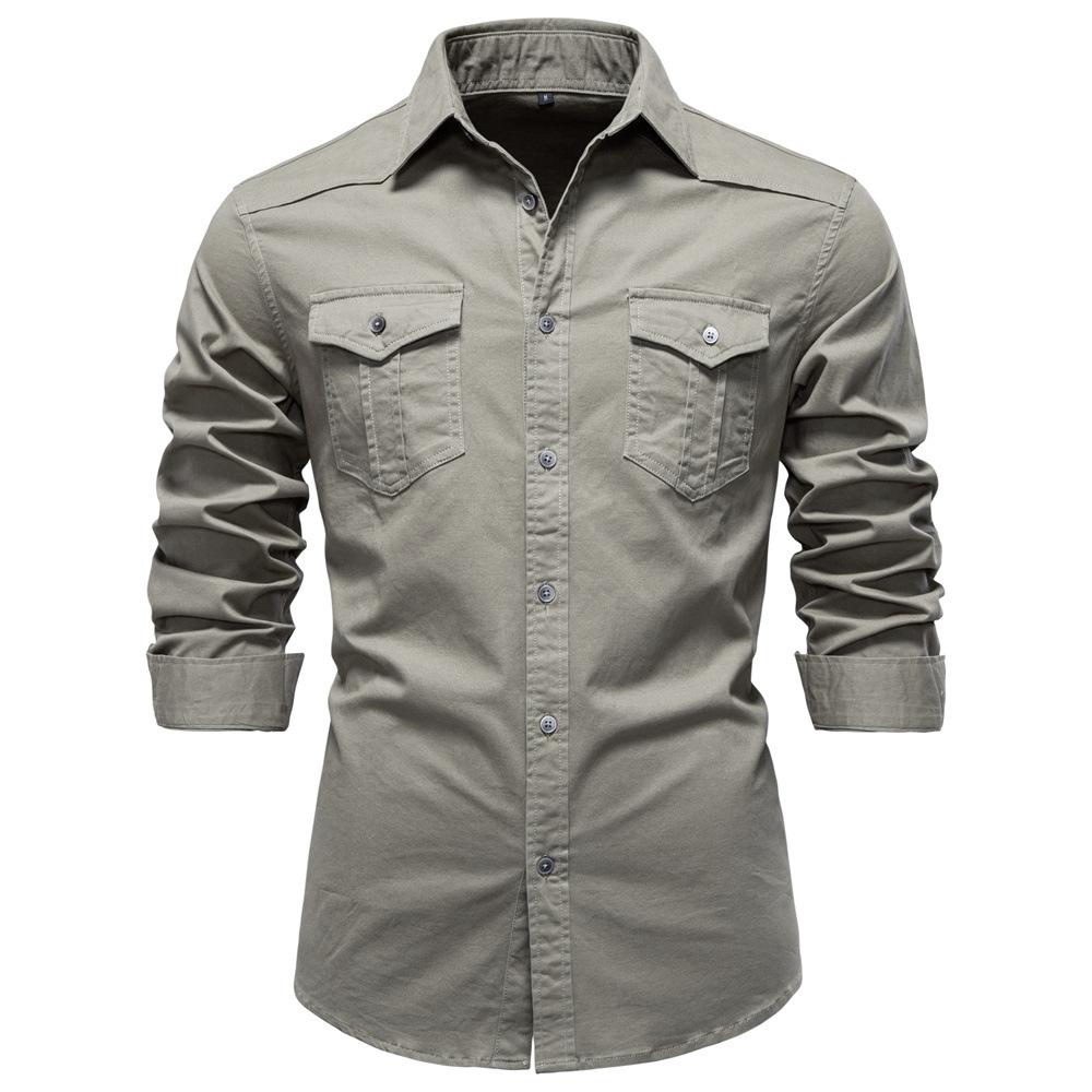 Men's Spring Autumn Denim Shirt, Solid Color Long Sleeve Casual Button-Up Jean Shirt, Classic Lightweight Denim Top