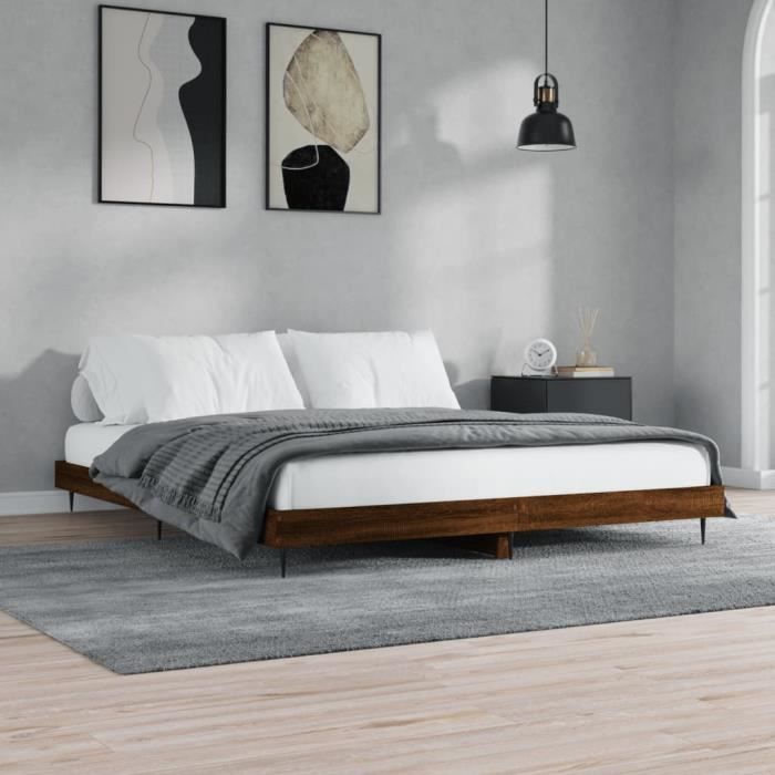 VidaXL Cadre de lit chêne marron 120x200 cm bois d'ingénierie 832260