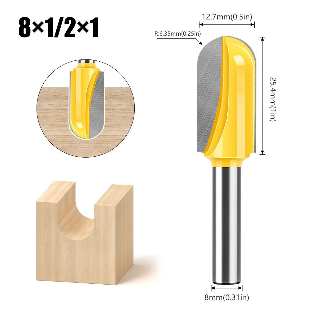 8 Handle Lengthened Deep Round Bottom Cutter Woodworking Milling Cutter Slotting Cutter Trimming Machine Cutter Head Engraving Machine Bakelite