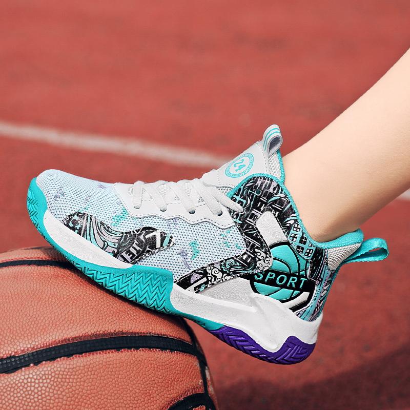 31-40 Tenårings Pluss Størrelse Sklisikker Slitesterk Pustende Mote Høye Basketballsko Fritidssko