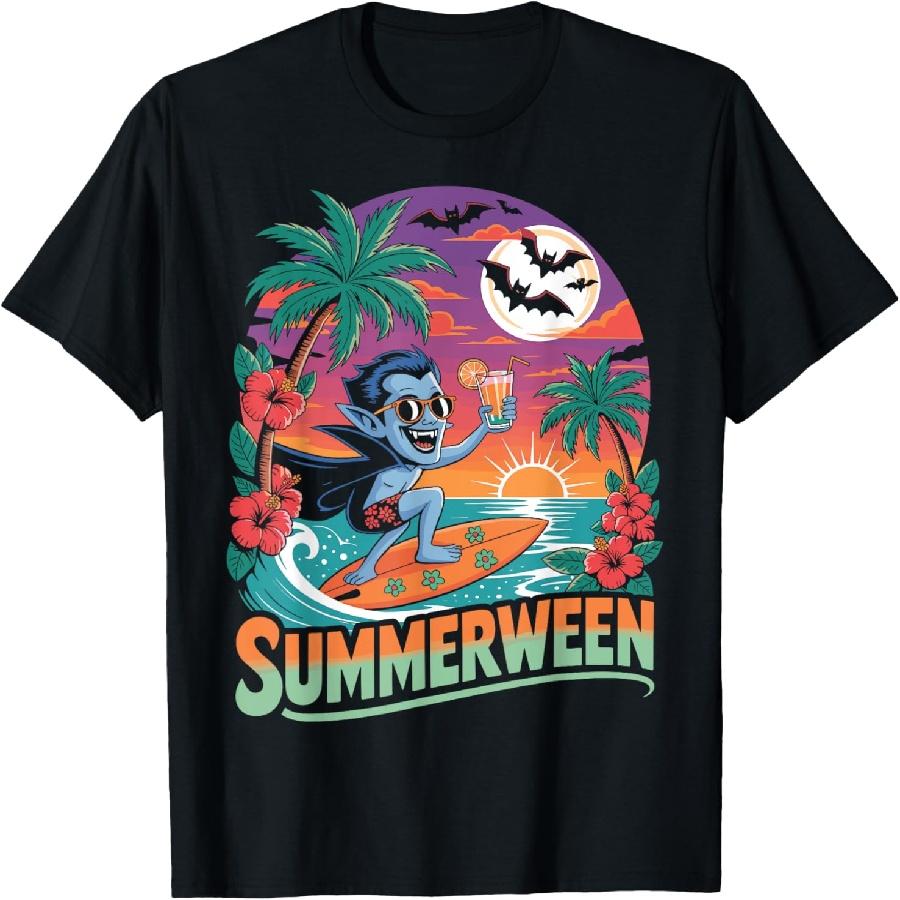 Halloween Summer Ween Dracula Costume Beach Party Halloween T-Shirt S