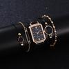 (Armband inklusive) Damenuhr mit quadratischem Zifferblatt und Lederarmband