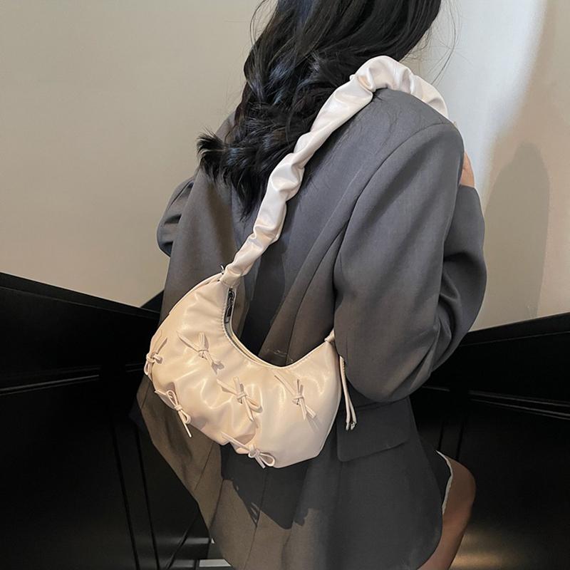 Cute Bow Tie Design Underarm Bags for Women Y2K Korean Fashion Handbags and Purses Pu Leather Shoulder Bag Designer Bag CLE