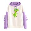 Women's Printed Contrasting Dinosaur Loose Casual Hoodie