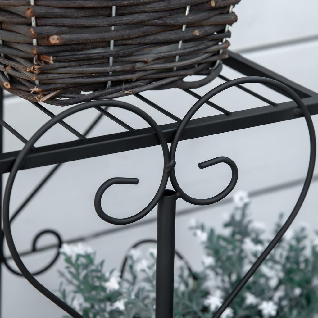 Flower Stand Flower Shelf Made of Metal 4 Tiers Plant Shelf Flower Staircase Flower Stand for Indoor and Outdoor Garden Balcony Black 45 X 24.5 X 80