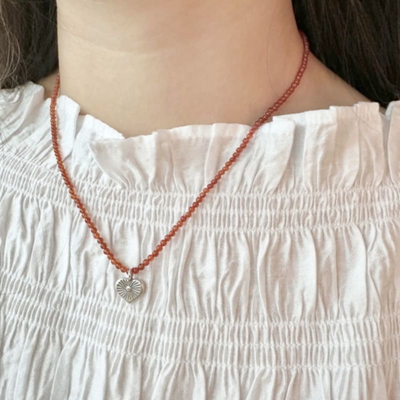SUZURAN summer breeze carnelian necklace Summer Breeze Karen silver heart carnelian gemstone necklace