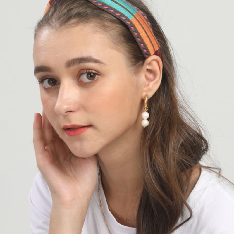 LALA Ethnic Striped Hairband - Brown