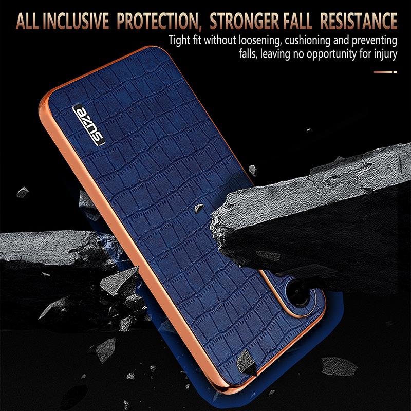 AZNS For Samsung Galaxy S25 Edge Case Electroplating Crocodile Texture PU+TPU Phone Cover