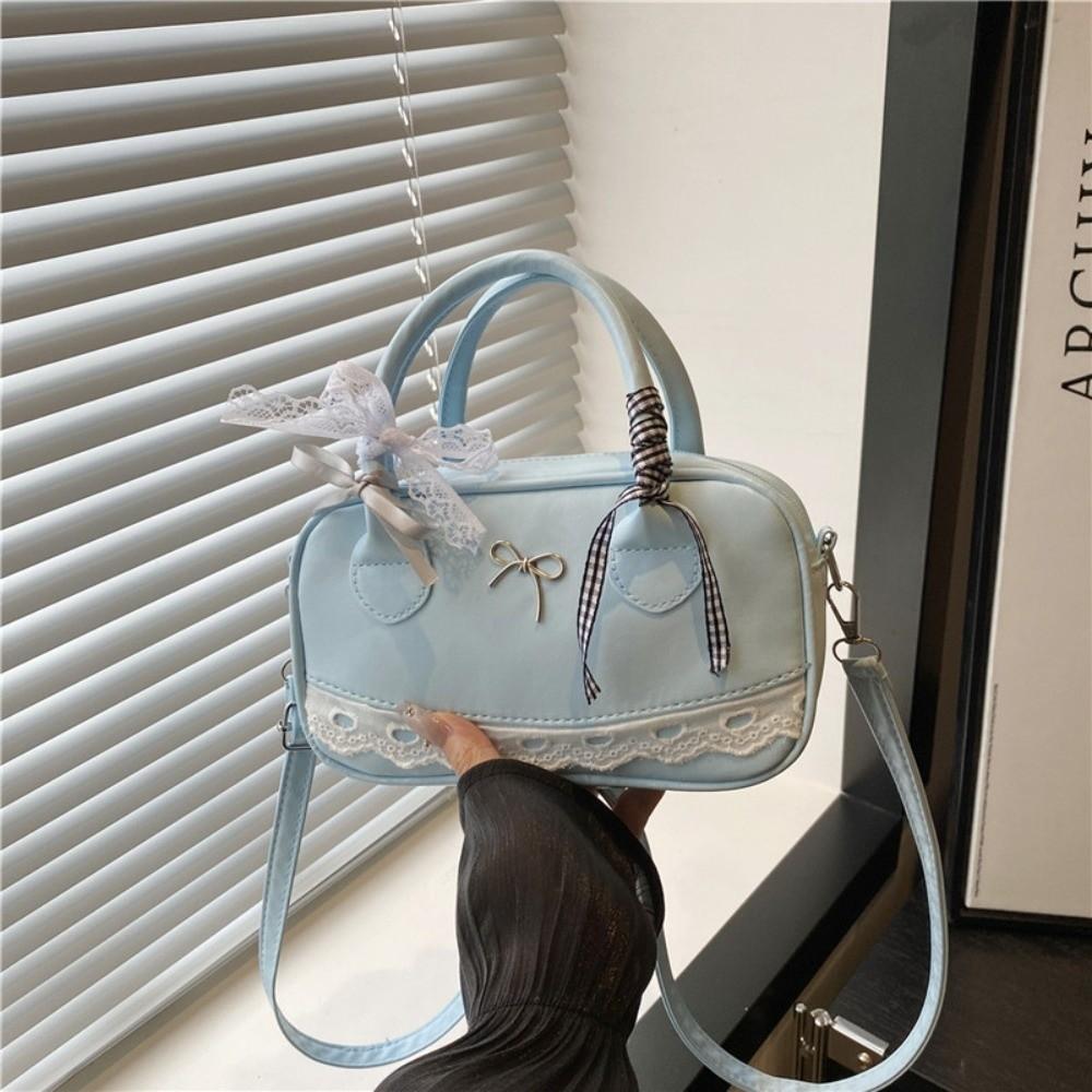 Bow Boston Handbag Lace Ribbon Small Square Bag All-Match Crossbody Bowling Bag  Party