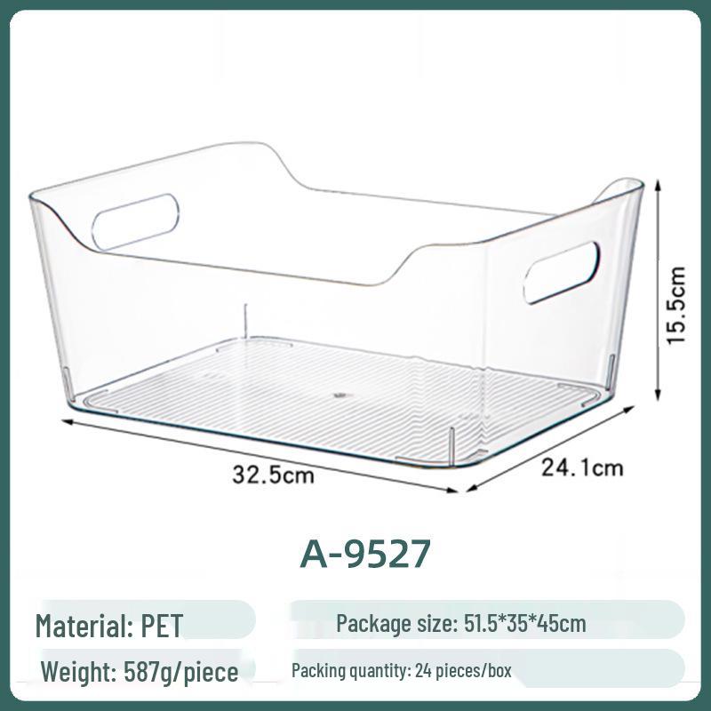Transparent PET Storage Box for Books, Snacks, Fruits, Vegetables, and Kitchen Organization