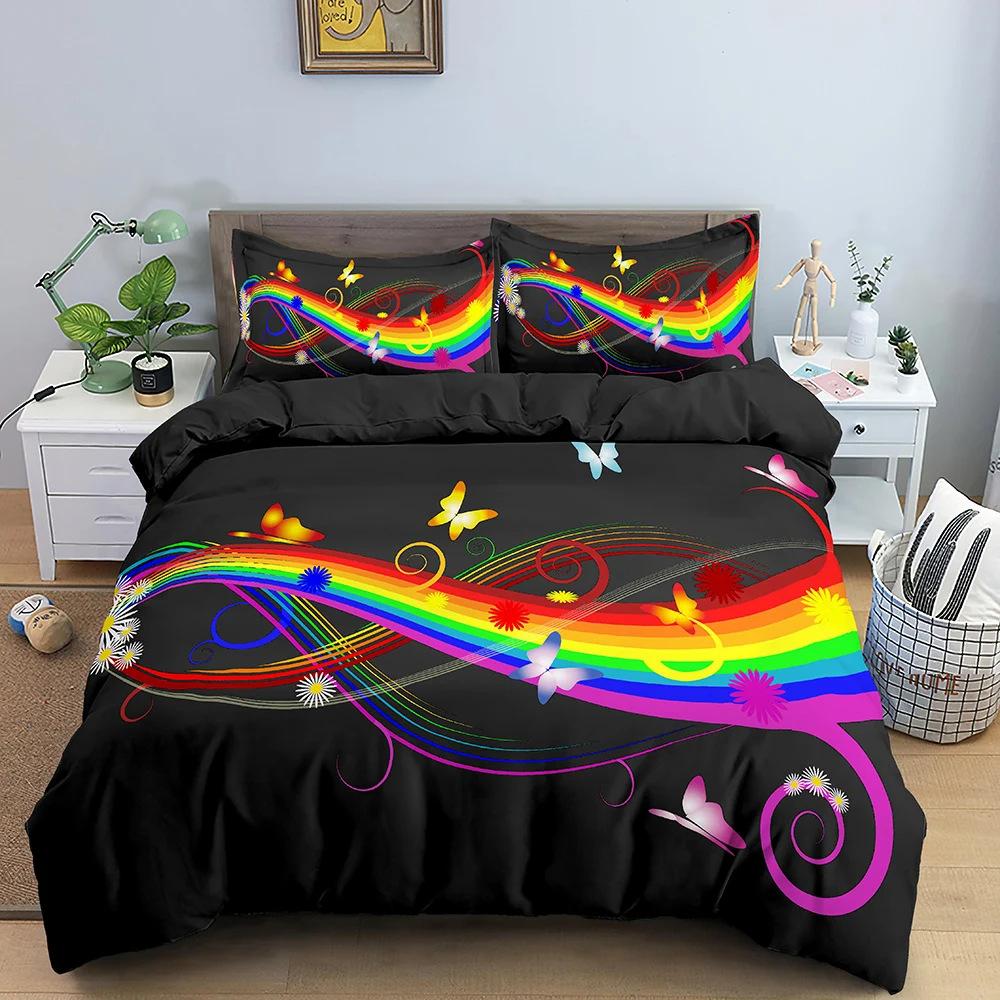 Music Music Note Bedding Set Quilt Cover Three-Piece Set Classical Music Melody Print Bed Set