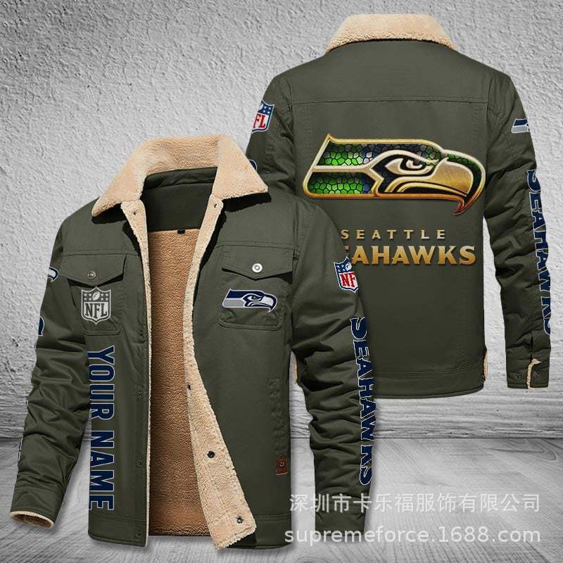 American football team football jersey Philadelphia Eagles jersey autumn and winter velvet cotton jersey sports jacket men's jacket