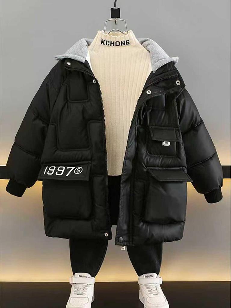 Boys' Velvet Lined Lambskin Winter Cotton Jacket