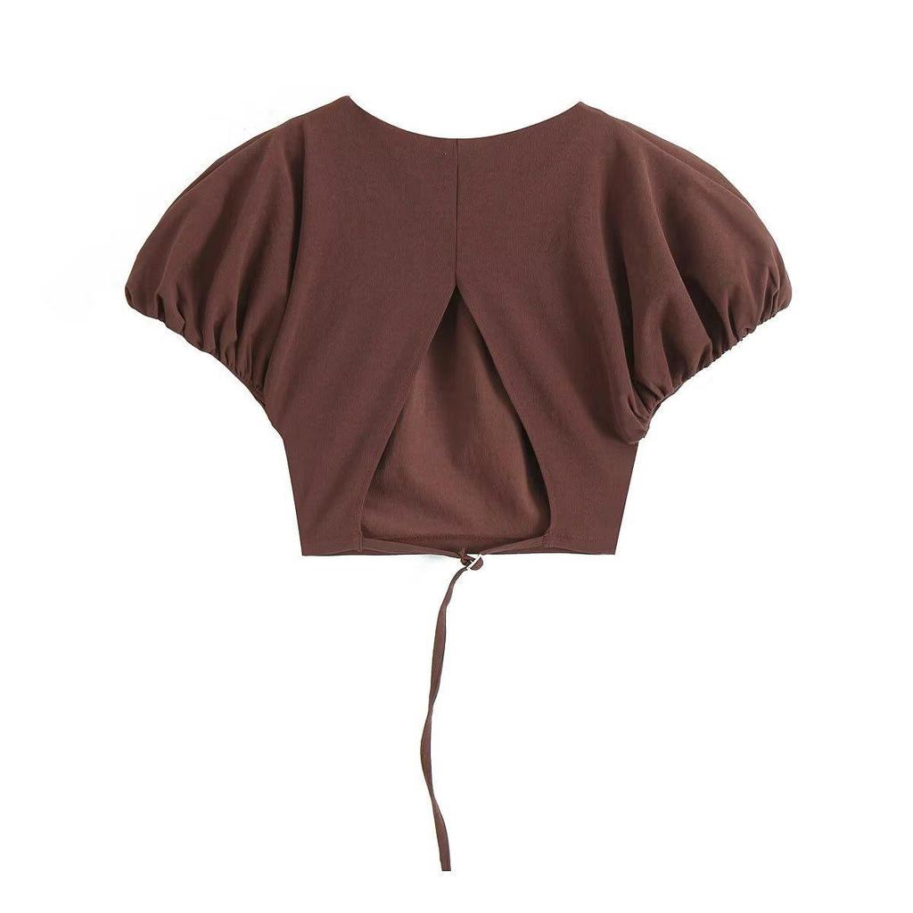 TAOP&ZA Women's Summer Pleated Slimming Balloon Top and Skirt Set