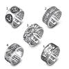 Lotus Open Ring Women Men Vintage Flower Finger Ring Fashion Party Jewelry Gifts