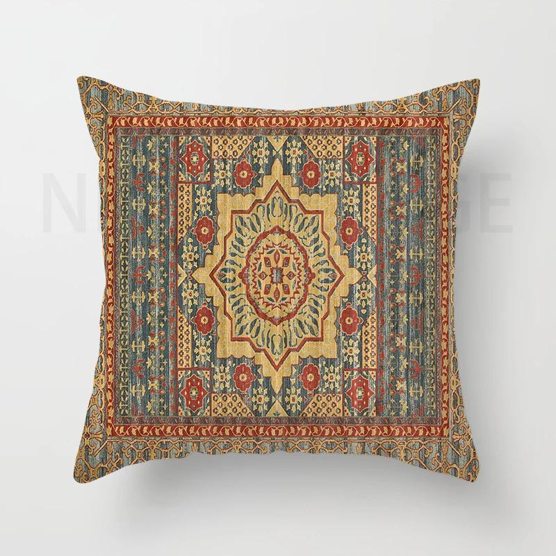 Red Moroccan Ethnic Style Short Plush Pillowcase Sofa Cushion Cover Home Decoration Can Be Customized for You 40x40 50x50 60x60
