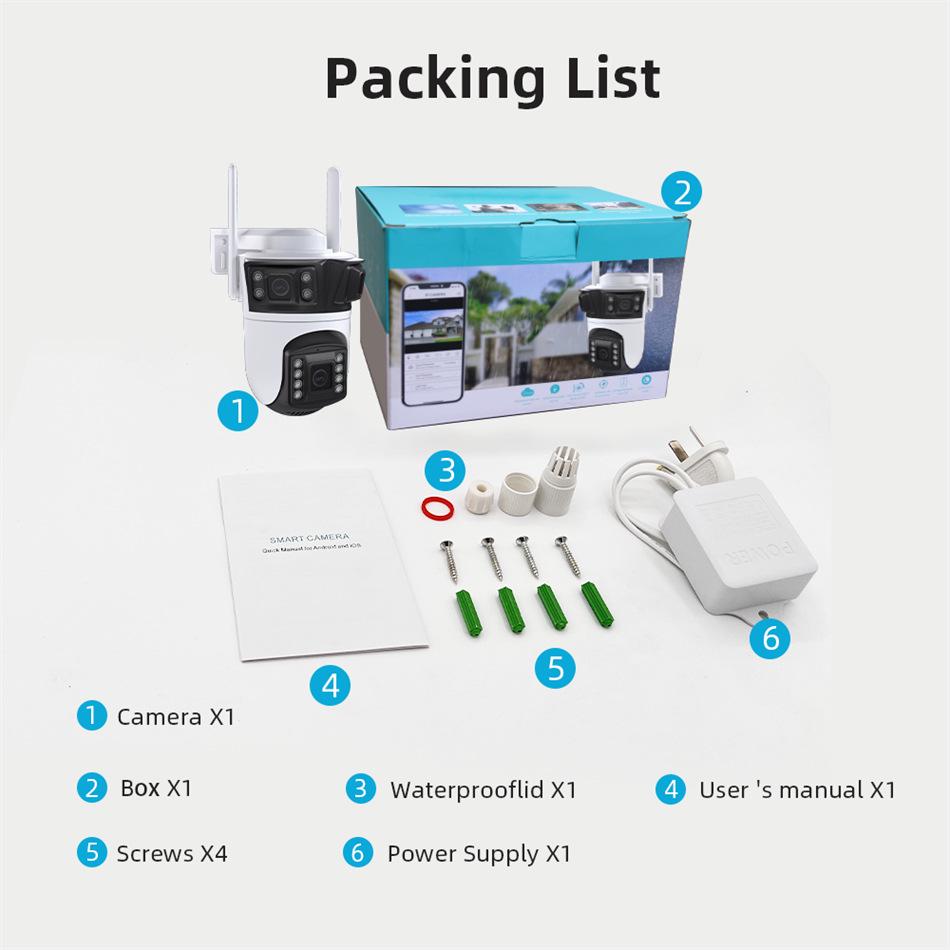 iCSee 360° HD Wireless Tri-Eye Camera: Indoor/Outdoor, Full-Color, Waterproof, and Remote-Controlled.