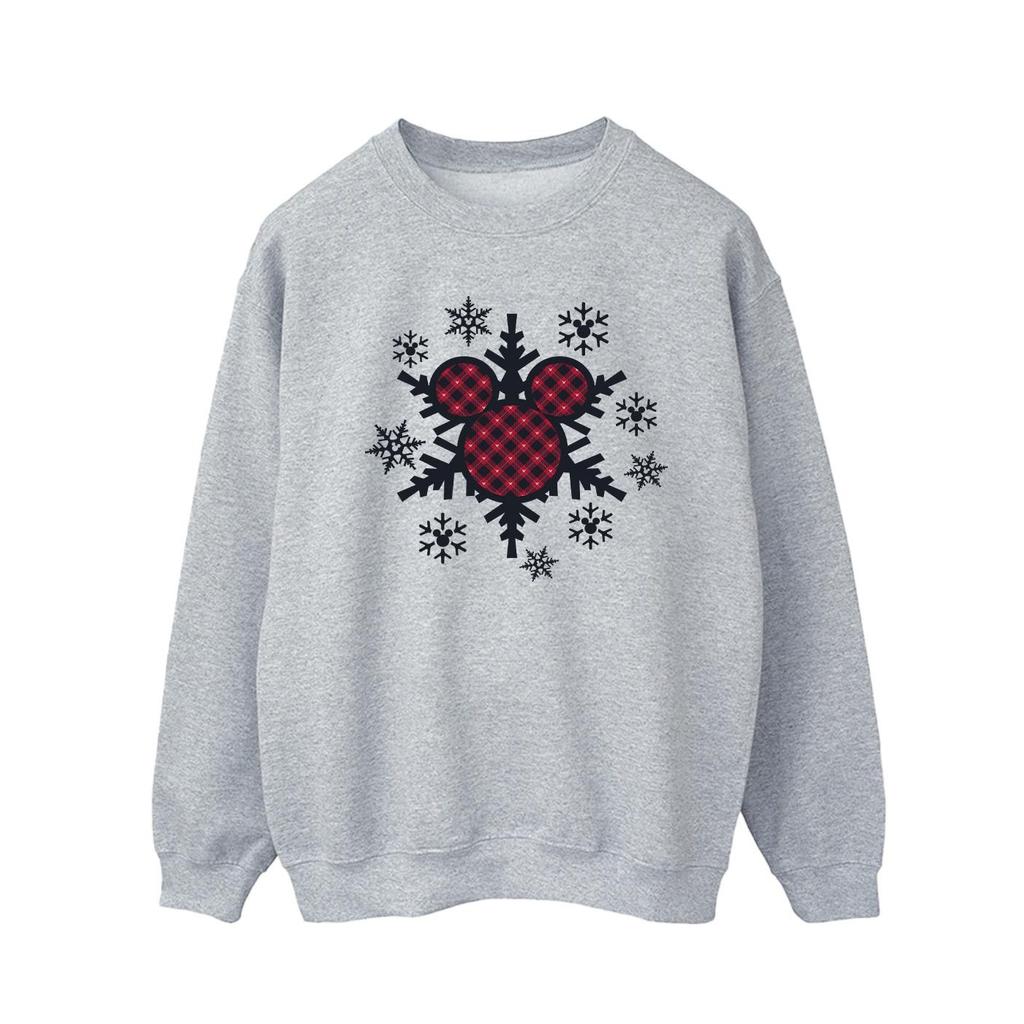 Disney Mens Mickey Mouse Gingham Snowflakes Sweatshirt