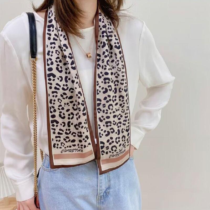 Long Silk Scarf, Spring and Summer Hair Bands, New Square Scarf Fashion Foreign Style Decorative Neckerchief, Neck Protection Small Silk Scarf