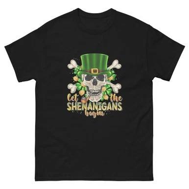Shamrock skull and bones Unisex classic tee let the shenanigans begin skull s... XL