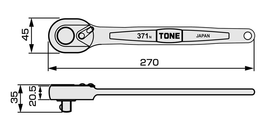 Tone HP371 Ratchet Drive Handle, 1/2" (12.7mm)