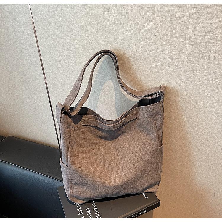 Large Capacity Canvas Bag Women's 2025 New Casual Fashion Commuter Tote Bag Simple Fashion Shoulder Messenger Bag