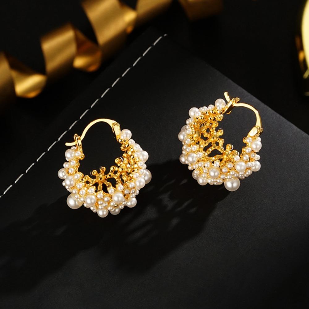 

Water Drop Shape Drop Earrings Pearl Ear Buckle Ear Hook Exquisite Pearl Earrings Wedding золотий