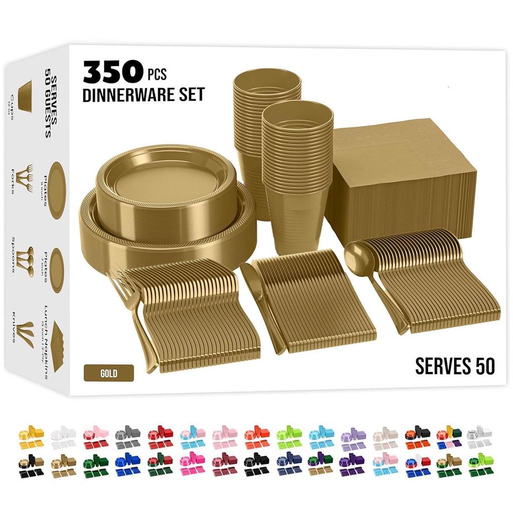 Disposable Solid Color Party Tableware Set - Plates and Cups for Birthday Celebrations