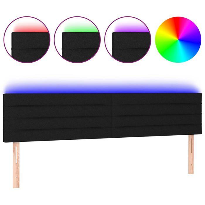 VidaXL Tête de Lit à LED Meuble de Chambre à Coucher Accessoire de Lit Double Tête de Cadre de Lit Intérieur Noir 3121760