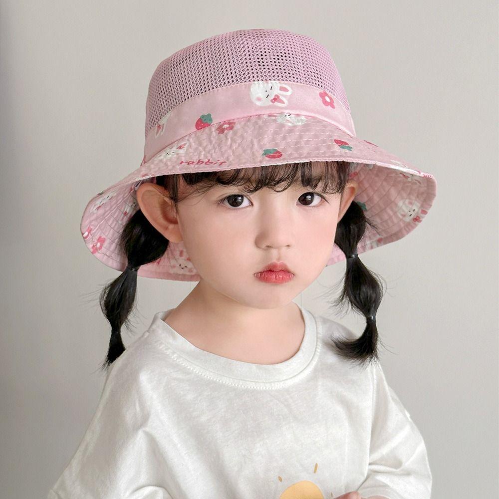 Mesh Boys Girls Sunhat Cartoon Animal Fisherman Caps Casual Baby Bucket Cap  3-8y