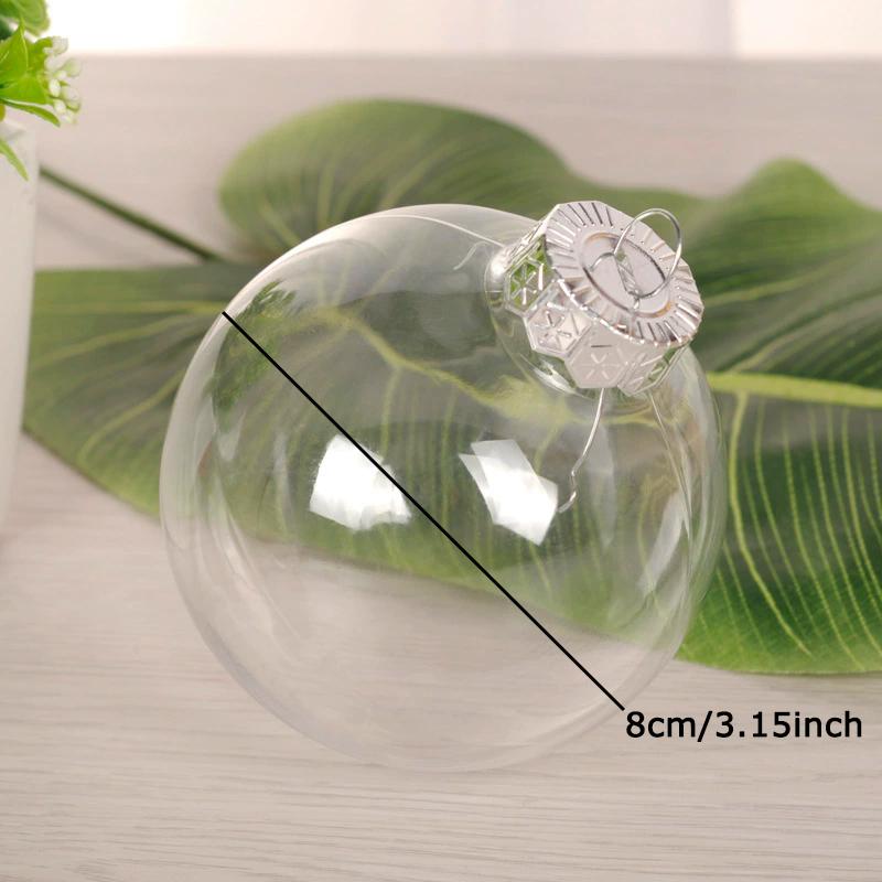 WTEMPO Bolas Decorativas Transparentes de Natal Ornamento de Esfera de Plástico Preenchível para Árvore de Natal Bolas Redondas Penduráveis Festa Interna Externa Mini Caixas de Presente