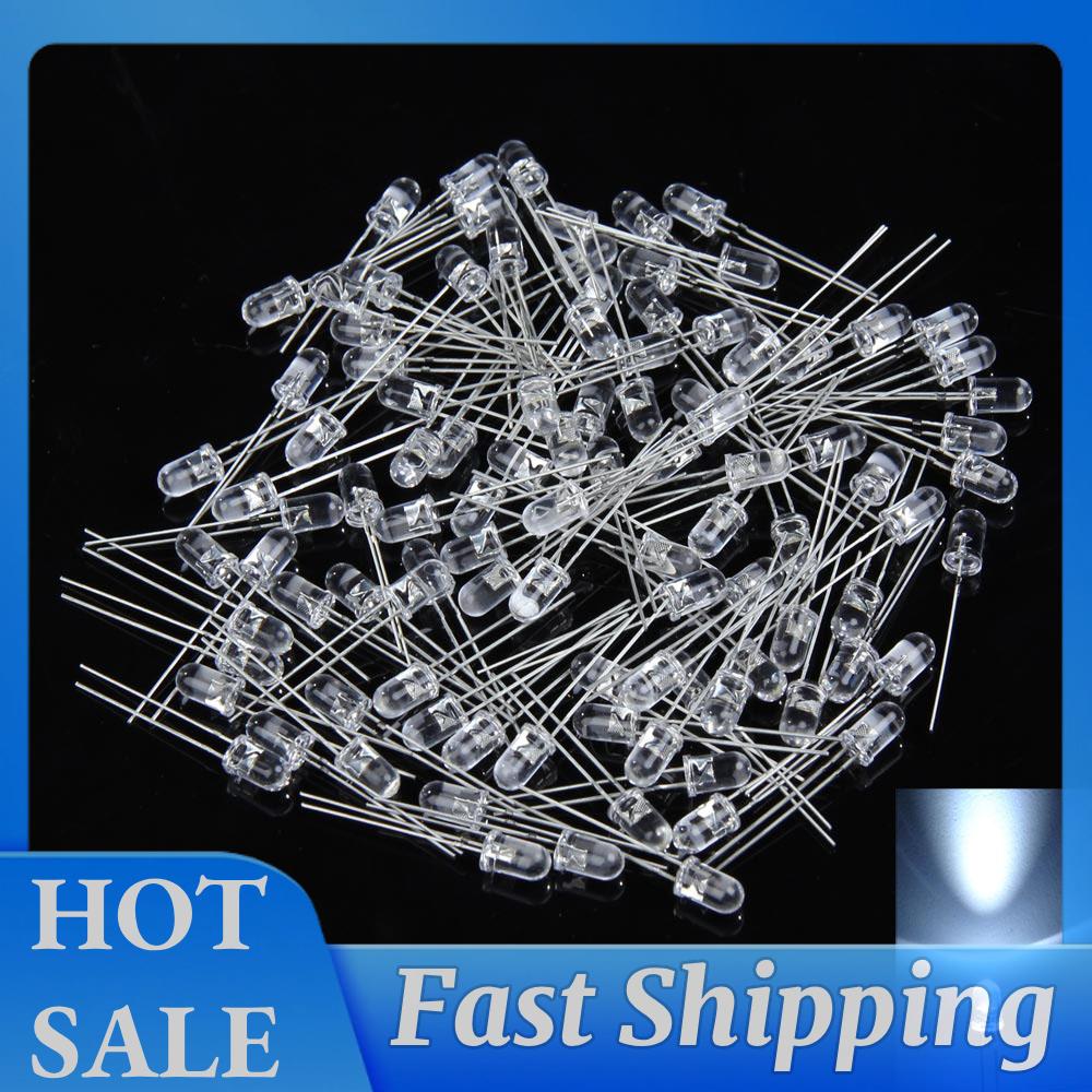 

100Pcs 5mm LED Light Lamp Through Hole 15000MCD Emitting Diodes White Bulb Lamp Electronic Components Lighting Kit China Mainland