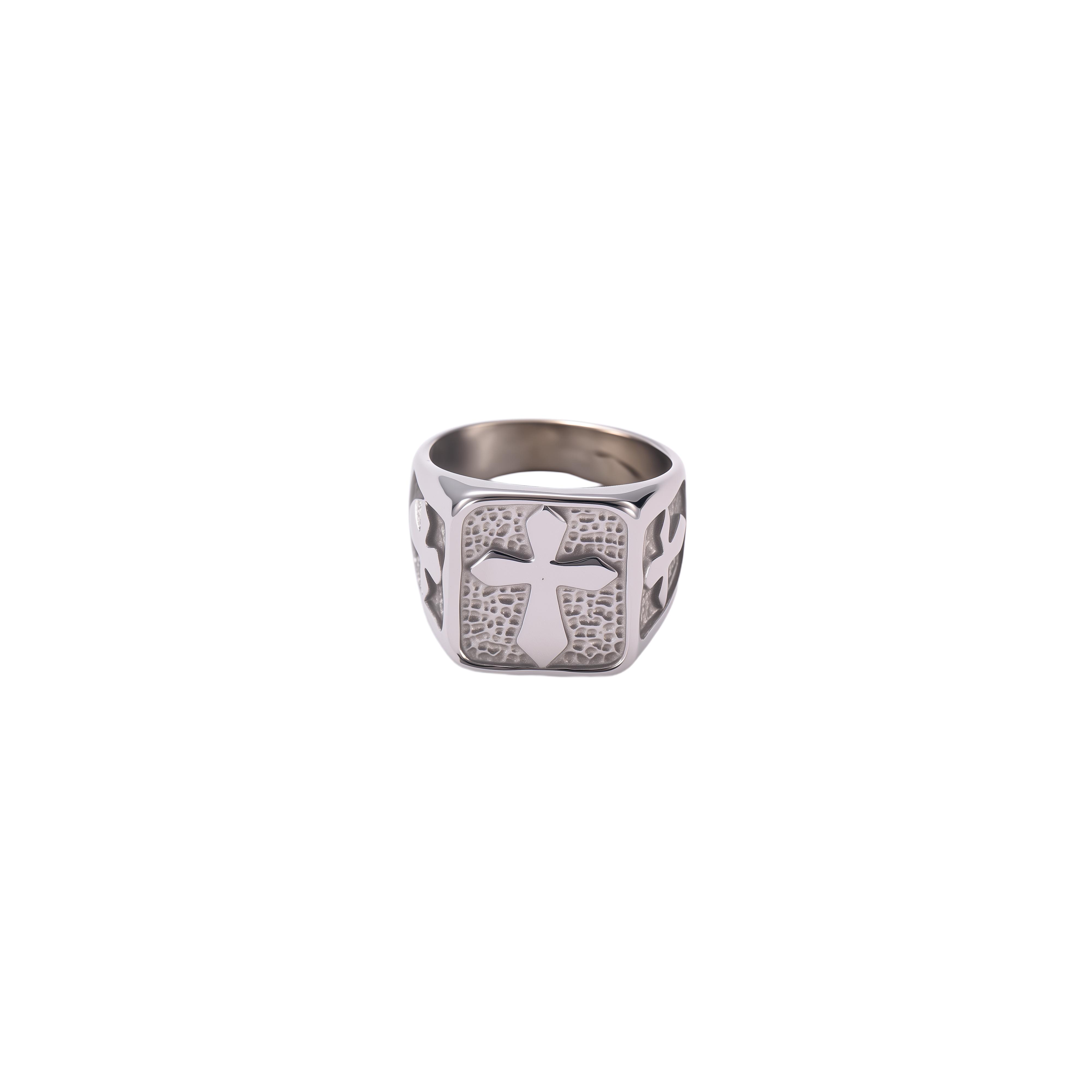 

St.delan Wholesale European American INS Cross Rings | Titanium Steel Gold Plated Bold Minimalist Design Fashion Men s Zircon 8