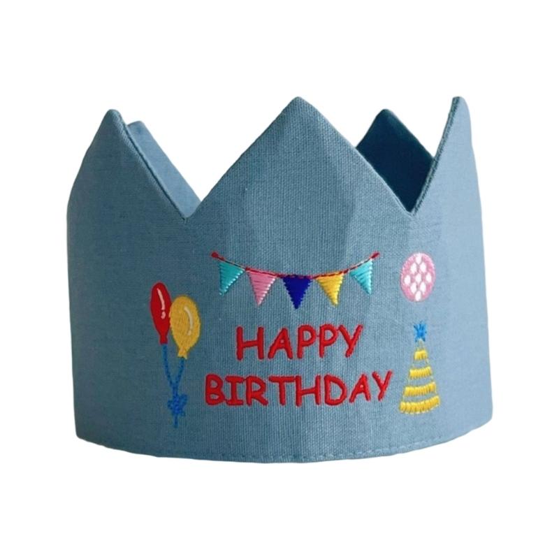 Handmade Birthday Crowned Hat For Baby First Birthday Party Photography Soft Cloth Embroidered Keepsake Accessory