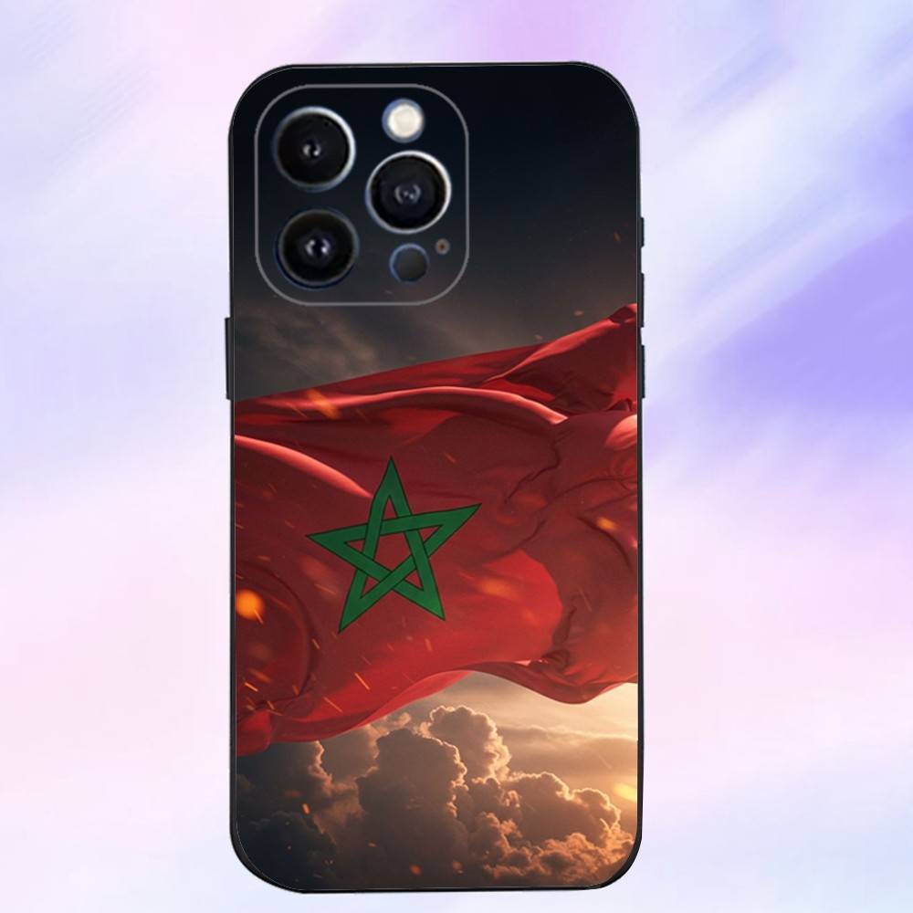 M-Morocco Flag Phone Case For iPhone 16,15,14,13,12,11 Plus,Pro Max,XS,X,XR,SE,Mini,8,7,Soft Silicone Black Cover