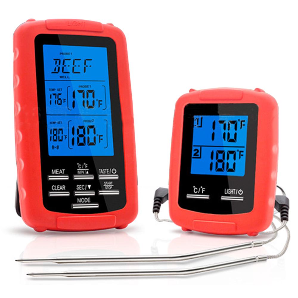 2PCS Wireless Meat Thermometer Food Barbecue Thermometer BBQ Grill Smoker Thermometer Cooking Oven Digital Thermometer