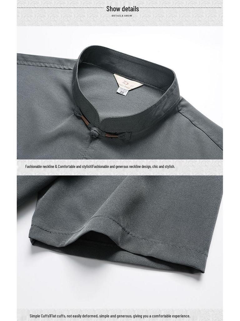 Men's Chinese Style Tang Suit Set – Summer Short Sleeve for Middle-Aged & Elderly